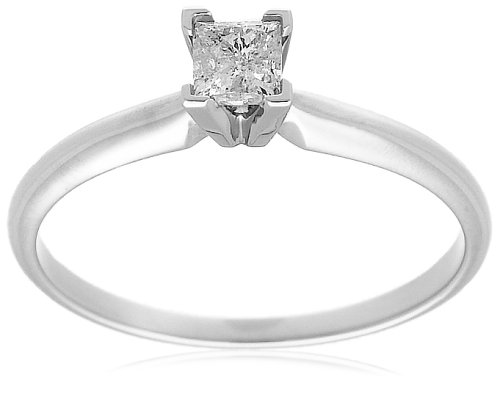 Childrens Toyshop  Jewelry : 10k Choice of White or Yellow Gold Princess Cut Solitaire Diamond Engagement Ring (1/3 ct, J-K Color, I2-I3 Clarity)
