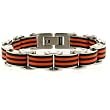 Stainless Steel Bracelet Mens Chain Link Orange Black Rubber Satin Finish by Bucasi Stainless Steel Bracelet Mens Chain Link Orange Black Rubber Satin Finish by Bucasi