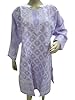 Womens India Kurta Tunic Dress Chikan Embroidered Cotton Purple Cotton Caftan