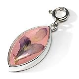Boxed Oval Sterling Silver Pink Dried Flower Charm Pendant
