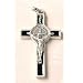 Black Enamel Inlay Saint Benedict Crucifix - 2" Height - Latin Cross - Pendant - Made in Italy