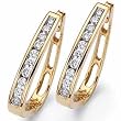 14kt Yellow Gold Lined Diamond Hoop Earrings