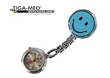 Schwesternuhr Krankenschwesteruhr Uhr Typ Smiley hellblau