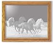 Horse Art Etching in Framed Wall Mirror, Solid Oak Frame, Hand-Rubbed Finish, 19 x 23 inches