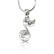 Crystal Music Note Heart White Gold Plated Pendant Necklace