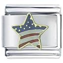 Usa Flag Star Italian Charm Bracelet