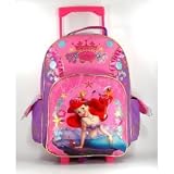 Disney Little Mermaid Rolling Backpack - Full Size Ariel Wheeled Backpack - Jewel