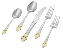 Ginkgo Fleur de Lis Golden Accent 20-Piece Flatware Set, Service for 4