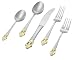Ginkgo Fleur de Lis Golden Accent 20-Piece Flatware Set, Service for 4