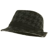 Black Band Tweed Fedora Hat - Grey