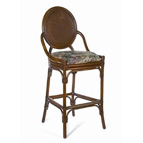 Click here to buy Oyster Bay Indoor Rattan 30 Stationary Bar Stool Fabric: La Selva Paramount Summer by Hospitality Rattan.