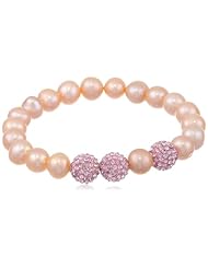 Freshwater Cultured Pearl and Crystal Fireball Bracelet, 7.5"
