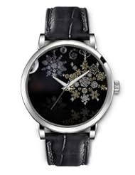 SPRAWL Aanalog Fashion Series Silver Ladies Watches of Genuine Black Leather Strap,Unique Wrist Watch for Women Girls Designed with Snowflakes hanging