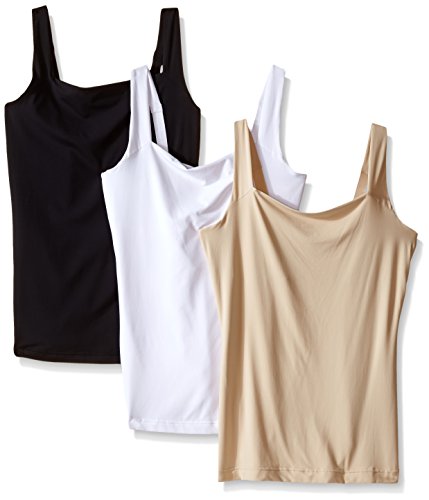 Flexees Women s Maidenform Shapewear Fat Free Dressing Tank 3 Pack Bundle, White/Black/Latte Lift, 2X