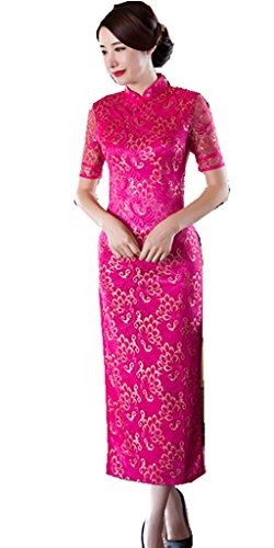 (海派物語)Shanghai Story 半袖 弾力 チャイナドレス チャイナ風 レディース 中華 衣装 レース ドレス チャイナ服 ロング チャイナ ワンピース 中国着物 民族衣装