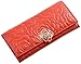 Heshe® 2015 New Women Fashion Waxy Vintage Leather Rose Pattern Long Wallet Large Handbag Clutch Coin Cash Holder Card Case