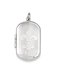Sterling Silver Fleur De Lis Rectangular Locket