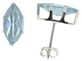 Marquise-cut 1.0 Carat size Blue Topaz colored Sterling Silver Cubic Zirconia Stud Earring