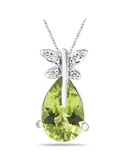 0.03 Cts Diamond & 2.20 Cts Peridot Pendant in 14K White Gold