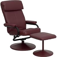 Flash Furniture BT-7863-BURG-GG Contemporary Burgundy Leather Recliner/Ottoman with Wrapped Base