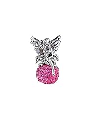 SilveRado (tm) BM040-2 Bling Fairy Bling Pink Bead / Charm