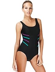 Tummy Control Bust Support Side Striped Swimsuit