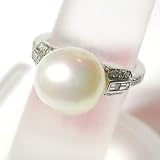 14K White Gold Pearl and Diamond Ring
