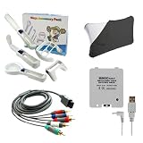 Black Silicone Skin Grip Rubber Case Cover For Wii Fit Plus Balance Board and 6in1 Sports Pack Tennis, Golf, Baseball rackets and High Definition TV HD Component Cable for Wii Console and Rechargeable Batteries Battery Pack and Charger For Wii Fit Plus Balance Board