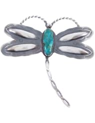 Silver Turquoise Dragonfly Old Pawn Vintage Style Pin Jewelry MW66495