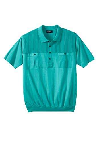 Kingsize Men's Big & Tall Banded Bottom Double Pocket Textured Polo Shirt