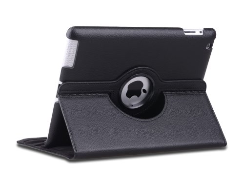 uCase 360 Degrees Rotating Stand Case for Apple iPad 2 and the New iPad 3 with Built-in Magnet for Apple Smart Covers Wake up and Sleep (Black)