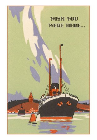 Wish You Were Here, Art Deco Ocean Liner Art Poster Print, 13x18