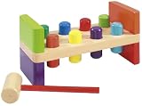 Eichhorn 100001868 - Holz-Hammerbank, 10-teilig,  22x11x10 cm - Klopfbank mit 8 Klopfstiften und Hammer -