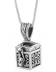 Sterling Silver Prayer Box with Christian Fish Design, 18 inch Box chain included