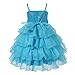 Richie House Girls' Light Blue Layered Dress with Rosette and Pearl Accents RH0918-D-5/6