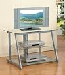 Brushed Chrome Finish TV CART / STAND with 3 Glass Shelves