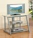 Brushed Chrome Finish TV CART / STAND with 3 Glass Shelves