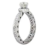 1.35 Ct Round Cut Diamond Antique Style Engagement Ring 18k White Gold