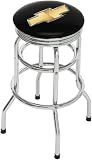Chevrolet Bowtie Double Ring Barstool with Swivel Triple Chrome Ring Stool Pad