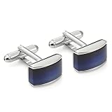 Stunning Blue Shades Silver Stainless Steel Men's Cufflinks