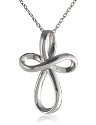 Sterling Silver Open Loop Cross Pendant Necklace 18"