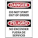Bilingual Vinyl Sign - Danger Do Not Start Out Of Order