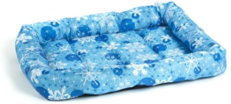 MULTIGOOD Durable Oxford Fabric Dog Bed Water-proof Rectangular Pet Bed, Blue Snow Flake, Medium