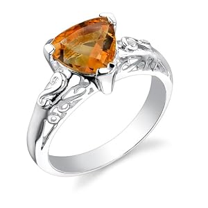 Buy Sterling Silver 1.50 cts Trillion Cut Citrine Ring Size 6 by Peora