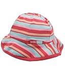 from Bright Bots Bright Bots Baby Girls Stretchy Cotton Bucket Style Sun Hat with Adjustable Chin Strap size Small (approx. 0-6 months) Melon Pink