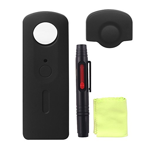 Holaca 360 Camera Cover Case with Cleaning Pen Kit, Silicone Cover for Ricoh Theta S 360 Camera ONLY (Black)