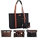 Laptop Tote Bag Women Teacher Work Tote Bags with Compartments Fits 15.6 inch Laptop (Black Brown Strap)