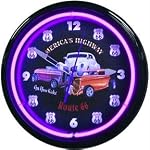 Route 66 Get Your Kicks Neon Wall Clock 20 Inch Made In USA New