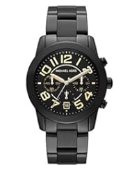 Michael Kors Mercer Chronograph Black Dial Black-plated Ladies Watch MK5858