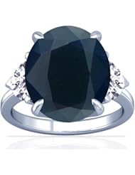 18K White Gold Oval Cut Blue Sapphire Three Stone Ring